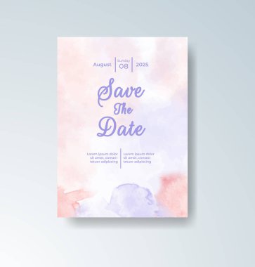 Soyut suluboya arkaplan içeren düğün davetiyesi