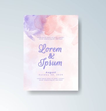 Soyut suluboya arkaplan içeren düğün davetiyesi