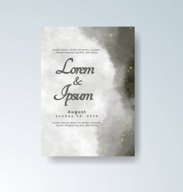 Soyut suluboya arkaplan içeren düğün davetiyesi