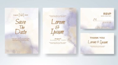 Soyut suluboya arkaplan içeren düğün davetiyesi