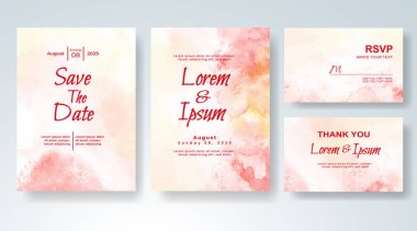 Soyut suluboya arkaplan içeren düğün davetiyesi