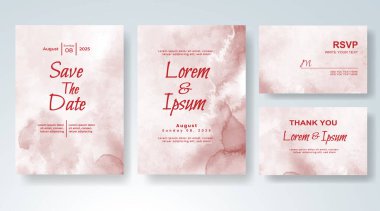 Soyut suluboya arkaplan içeren düğün davetiyesi