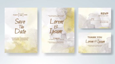 Soyut suluboya arkaplan içeren düğün davetiyesi