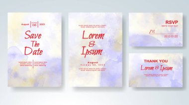 Soyut suluboya arkaplan içeren düğün davetiyesi