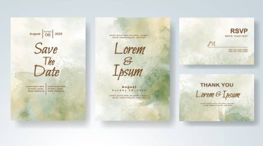 Soyut suluboya arkaplan içeren düğün davetiyesi