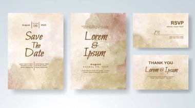 Soyut suluboya arkaplan içeren düğün davetiyesi