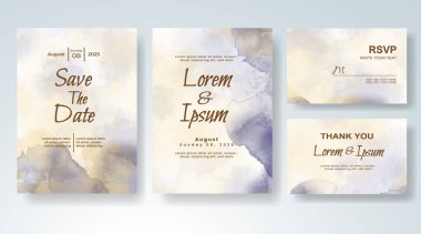 Soyut suluboya arkaplan içeren düğün davetiyesi