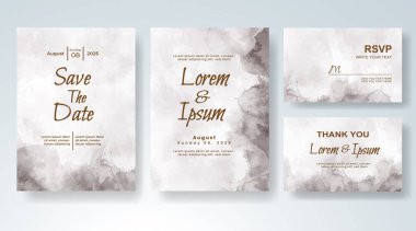 Soyut suluboya arkaplan içeren düğün davetiyesi