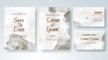 Soyut suluboya arkaplan içeren düğün davetiyesi