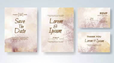 Soyut suluboya arkaplan içeren düğün davetiyesi