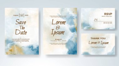 Soyut suluboya arkaplan içeren düğün davetiyesi