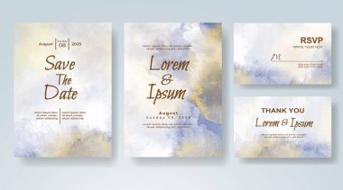 Soyut suluboya arkaplan içeren düğün davetiyesi