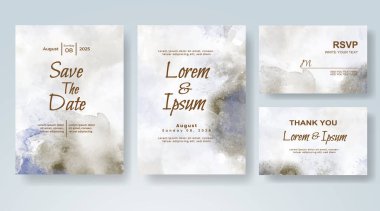 Soyut suluboya arkaplan içeren düğün davetiyesi
