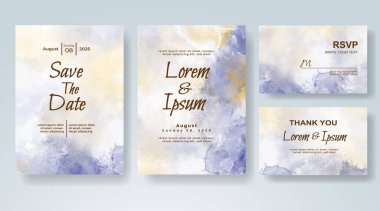 Soyut suluboya arkaplan içeren düğün davetiyesi