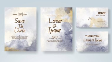 Soyut suluboya arkaplan içeren düğün davetiyesi