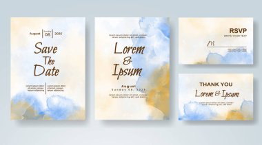 Soyut suluboya arkaplan içeren düğün davetiyesi