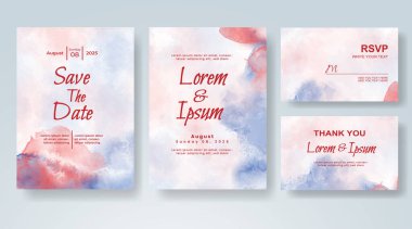 Soyut suluboya arkaplan içeren düğün davetiyesi
