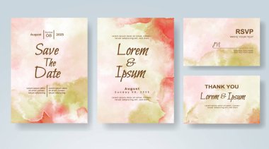 Soyut suluboya arkaplan içeren düğün davetiyesi