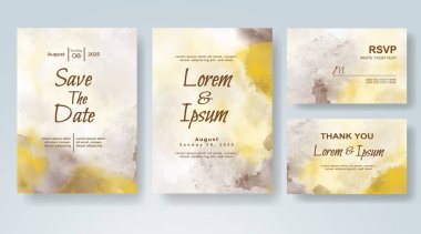 Soyut suluboya arkaplan içeren düğün davetiyesi