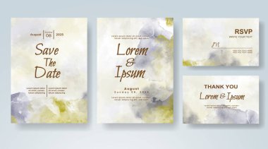 Soyut suluboya arkaplan içeren düğün davetiyesi