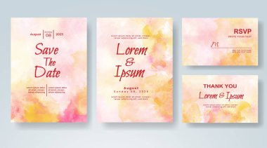 Soyut suluboya arkaplan içeren düğün davetiyesi