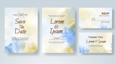 Soyut suluboya arkaplan içeren düğün davetiyesi