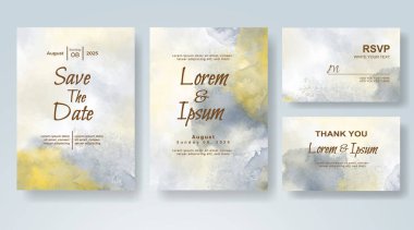 Soyut suluboya arkaplan içeren düğün davetiyesi