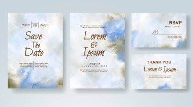 Soyut suluboya arkaplan içeren düğün davetiyesi