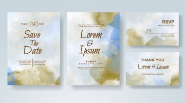 Soyut suluboya arkaplan içeren düğün davetiyesi