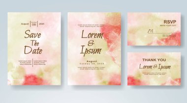 Soyut suluboya arkaplan içeren düğün davetiyesi