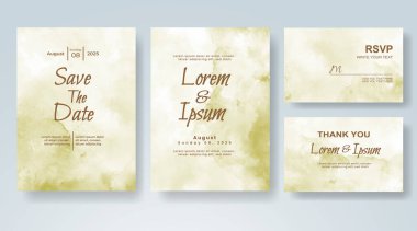 Soyut suluboya arkaplan içeren düğün davetiyesi