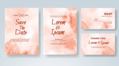 Soyut suluboya arkaplan içeren düğün davetiyesi