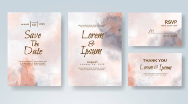 Soyut suluboya arkaplan içeren düğün davetiyesi
