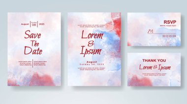 Soyut suluboya arkaplan içeren düğün davetiyesi