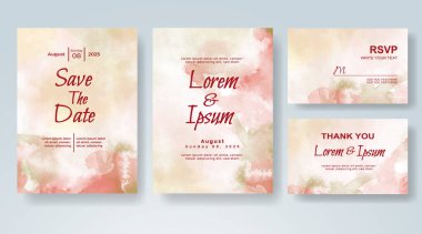 Soyut suluboya arkaplan içeren düğün davetiyesi