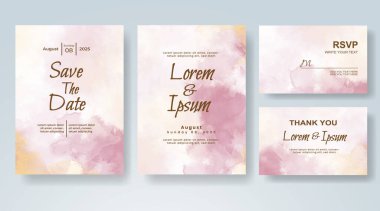 Soyut suluboya arkaplan içeren düğün davetiyesi