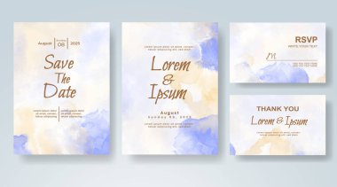 Soyut suluboya arkaplan içeren düğün davetiyesi