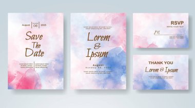 Soyut suluboya arkaplan içeren düğün davetiyesi