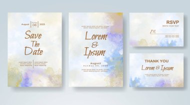 Soyut suluboya arkaplan içeren düğün davetiyesi