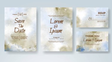 Soyut suluboya arkaplan içeren düğün davetiyesi