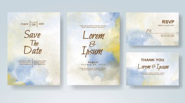 Soyut suluboya arkaplan içeren düğün davetiyesi