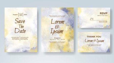 Soyut suluboya arkaplan içeren düğün davetiyesi