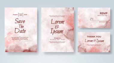 Soyut suluboya arkaplan içeren düğün davetiyesi