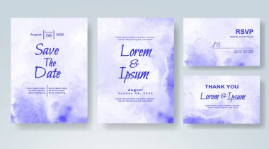 Soyut suluboya arkaplan içeren düğün davetiyesi