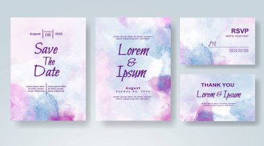 Soyut suluboya arkaplan içeren düğün davetiyesi