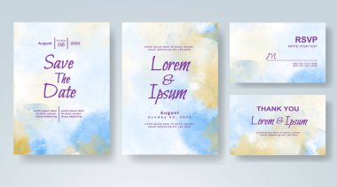 Soyut suluboya arkaplan içeren düğün davetiyesi