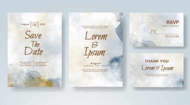 Soyut suluboya arkaplan içeren düğün davetiyesi