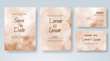 Soyut suluboya arkaplan içeren düğün davetiyesi