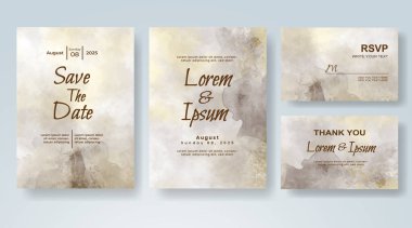 Soyut suluboya arkaplan içeren düğün davetiyesi