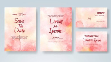 Soyut suluboya arkaplan içeren düğün davetiyesi